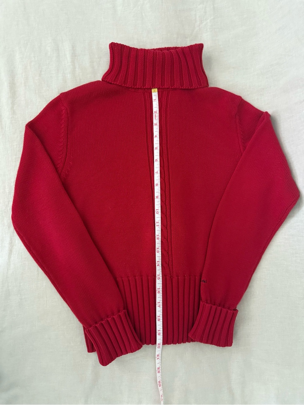 Crimson Red Turtleneck Sweater Cable Detail Fall Winter Holidays - Picture 7 of 9